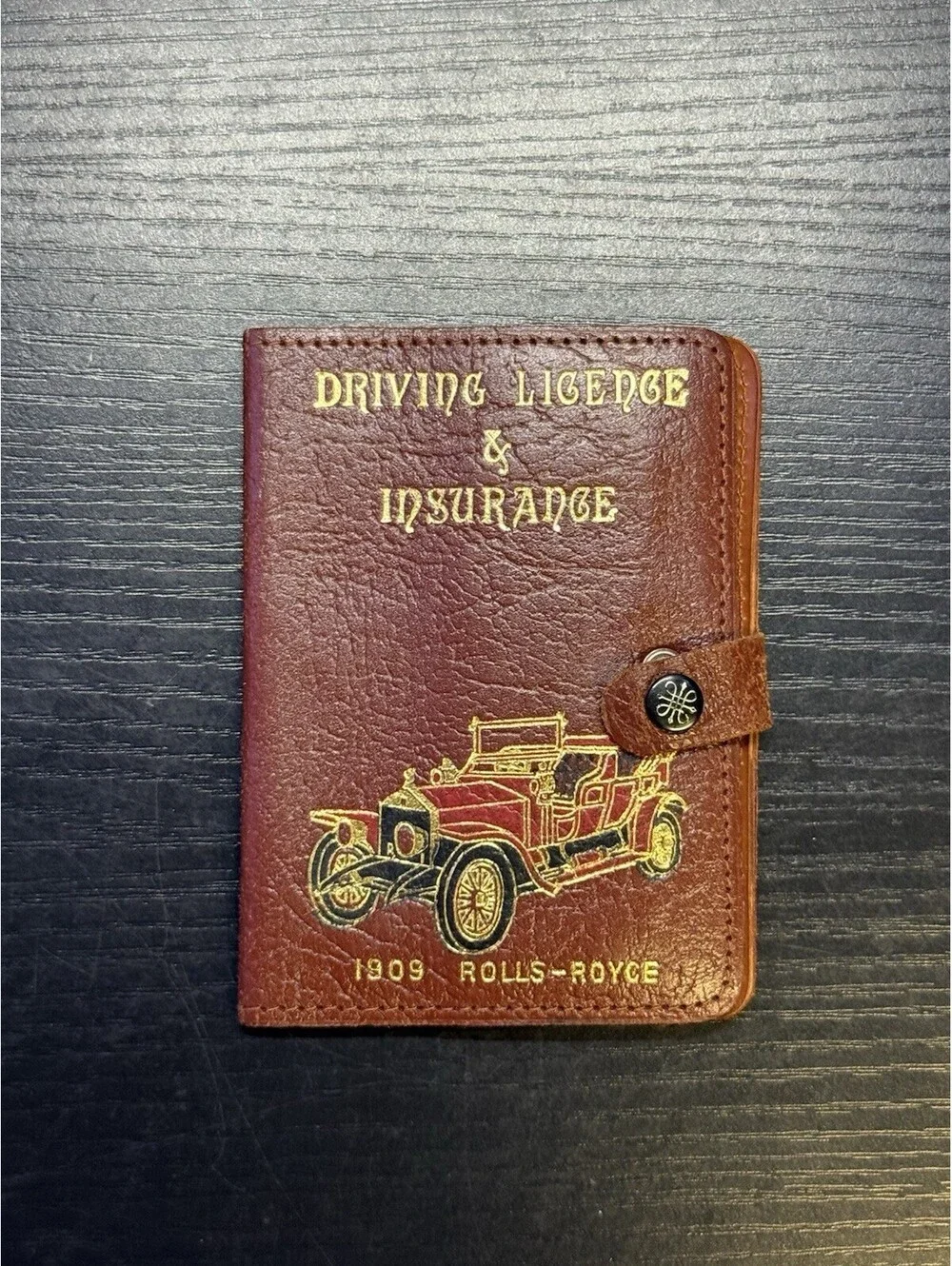 Vintage Brown Leather Driving Licence Insurance Wallet 1909 Rolls-Royce England